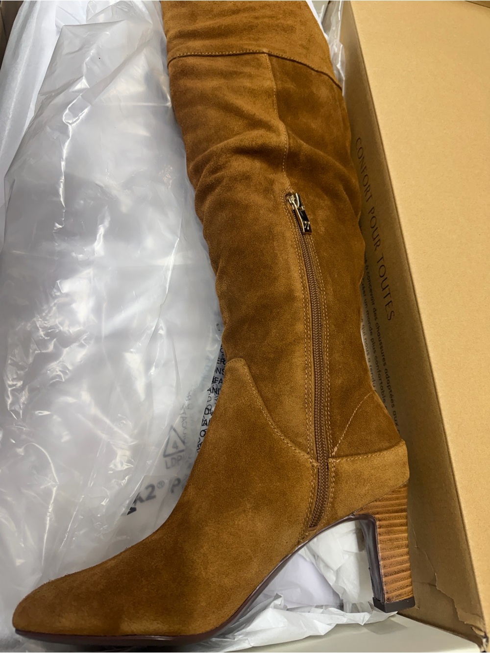 Naturalizer Yuko Chestnut Brown Suede Knee-High Block Heel Boots